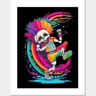 Dancing Skeleton Rainbow Posters and Art